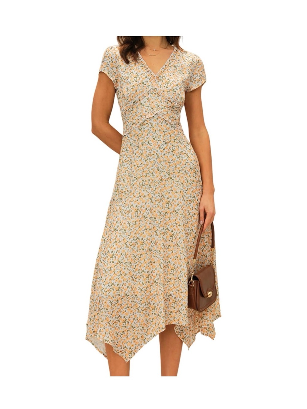 RIHOAS Yellow Floral Asymmetrical Dress